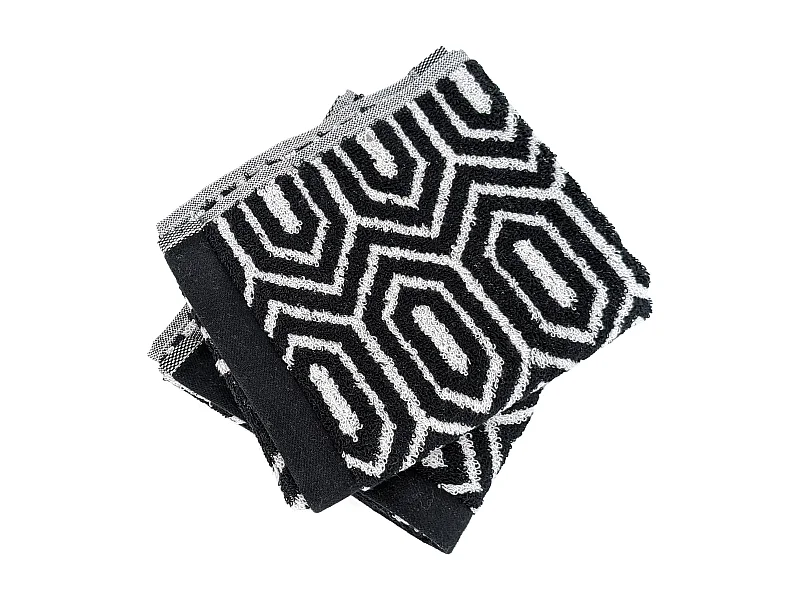 Lot de 2 serviettes invité 33x50 cm SYMETRIE coton Noir Alvéoles