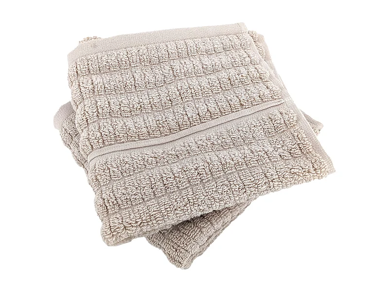 Lot de 2 serviettes invité en fils retors 33x50 cm pur coton collection SWELL beige
