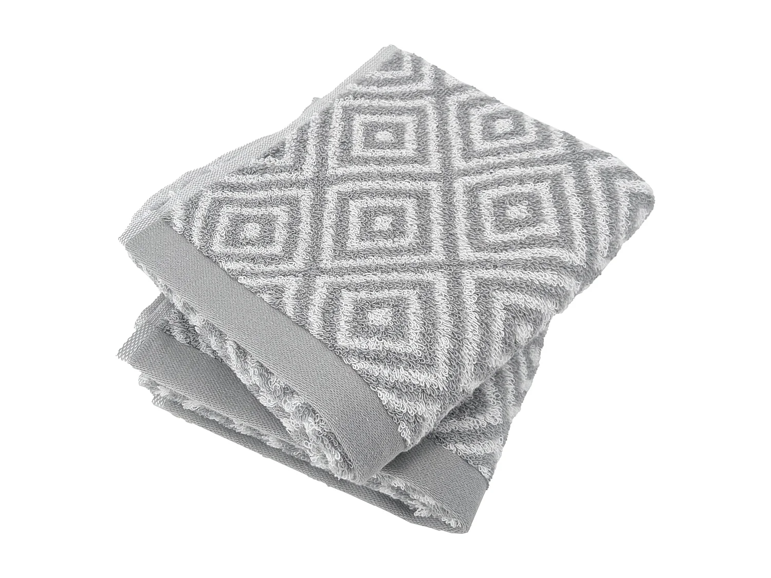 Lot de 2 serviettes invité 33x50 cm SYMETRIE coton Gris Losanges