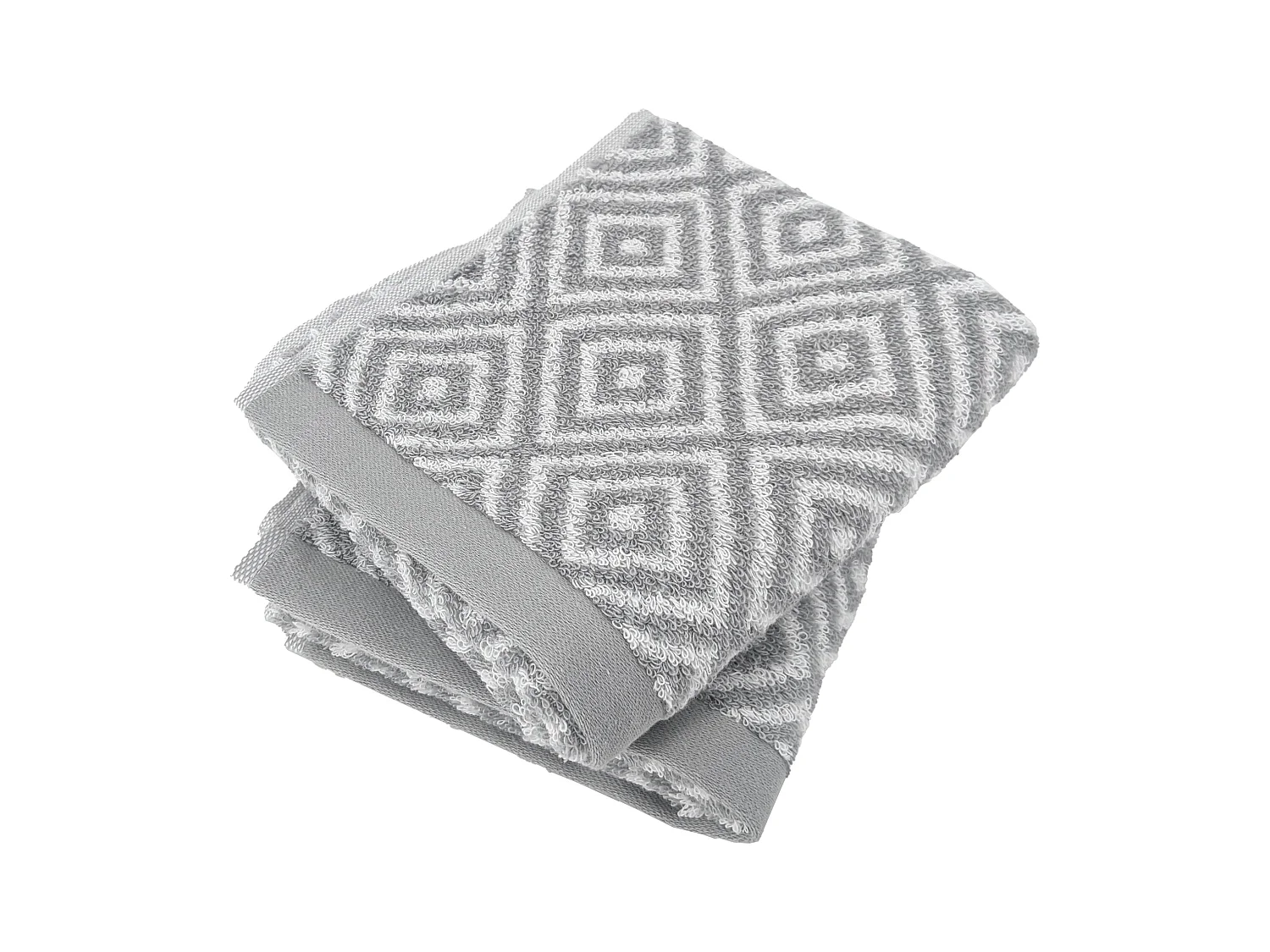 Lot de 2 serviettes invité 33x50 cm SYMETRIE coton Gris Losanges