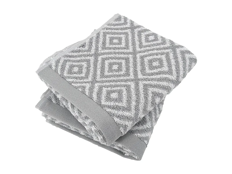 Lot de 2 serviettes invité 33x50 cm SYMETRIE coton Gris Losanges