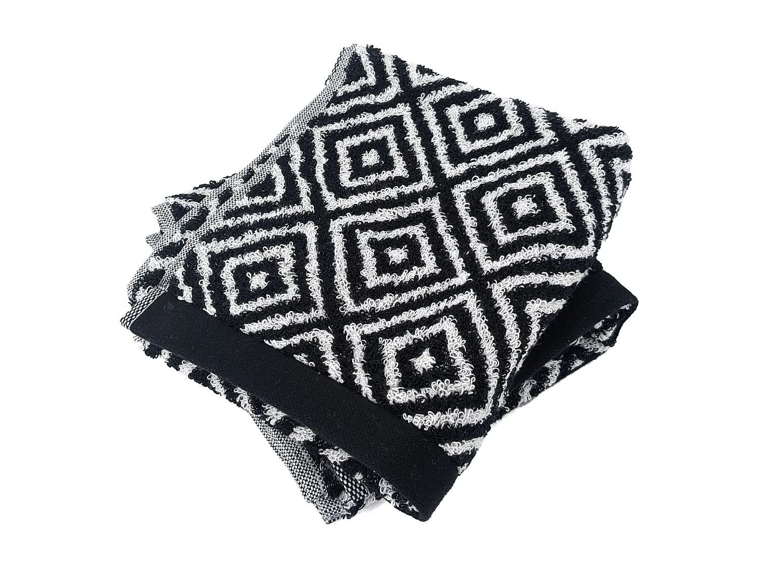 Lot de 2 serviettes invité 33x50 cm SYMETRIE coton Noir Losanges