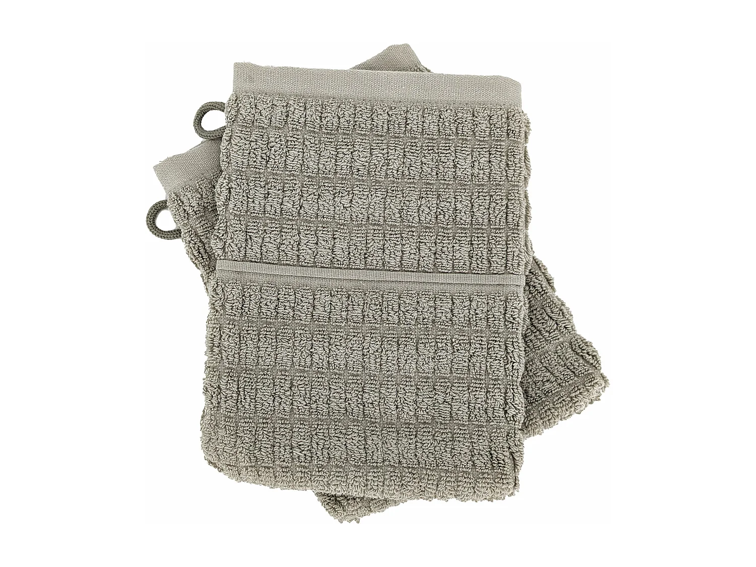 Lot de 2 gants de toilette en fils retors 16x21 cm pur coton collection SWELL vert