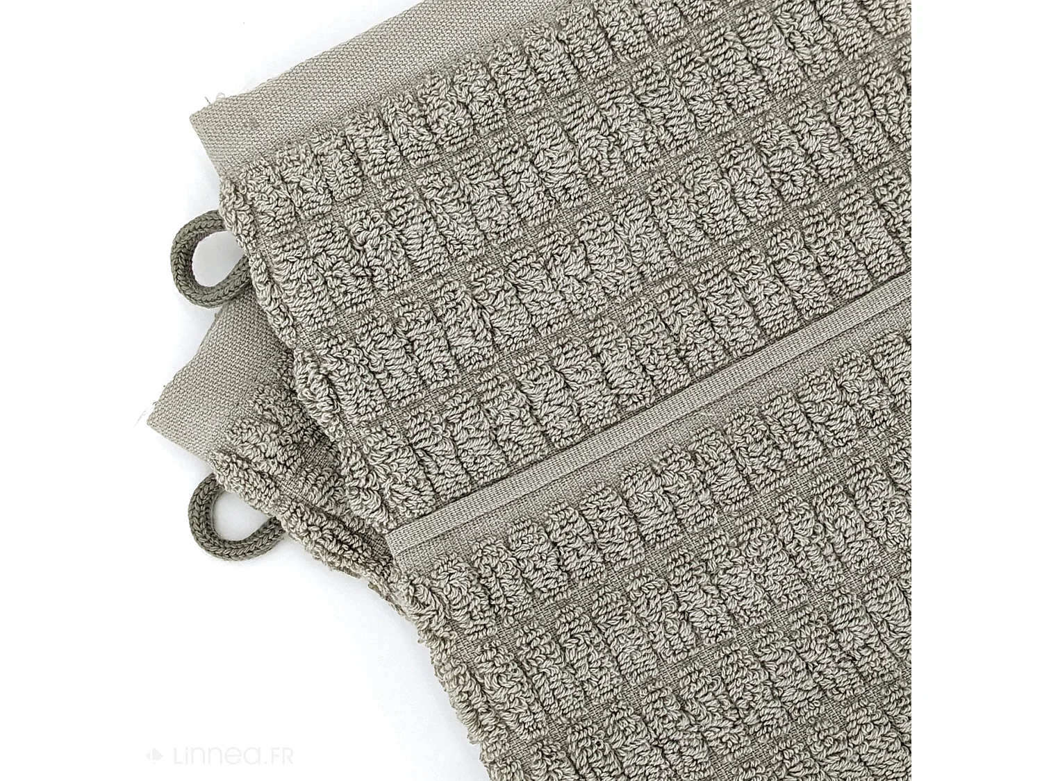 Lot de 2 gants de toilette en fils retors 16x21 cm pur coton collection SWELL vert