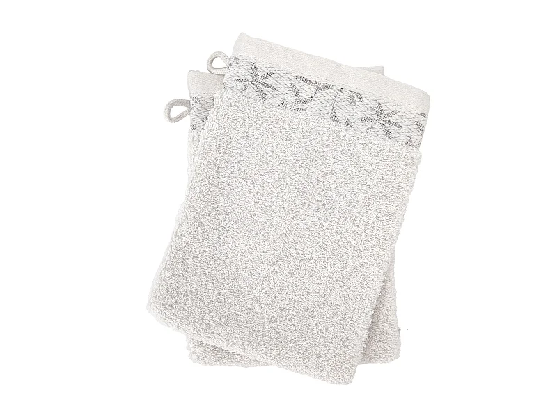 Lot de 2 gants de toilette 16x21 cm DRY VINE coton beige