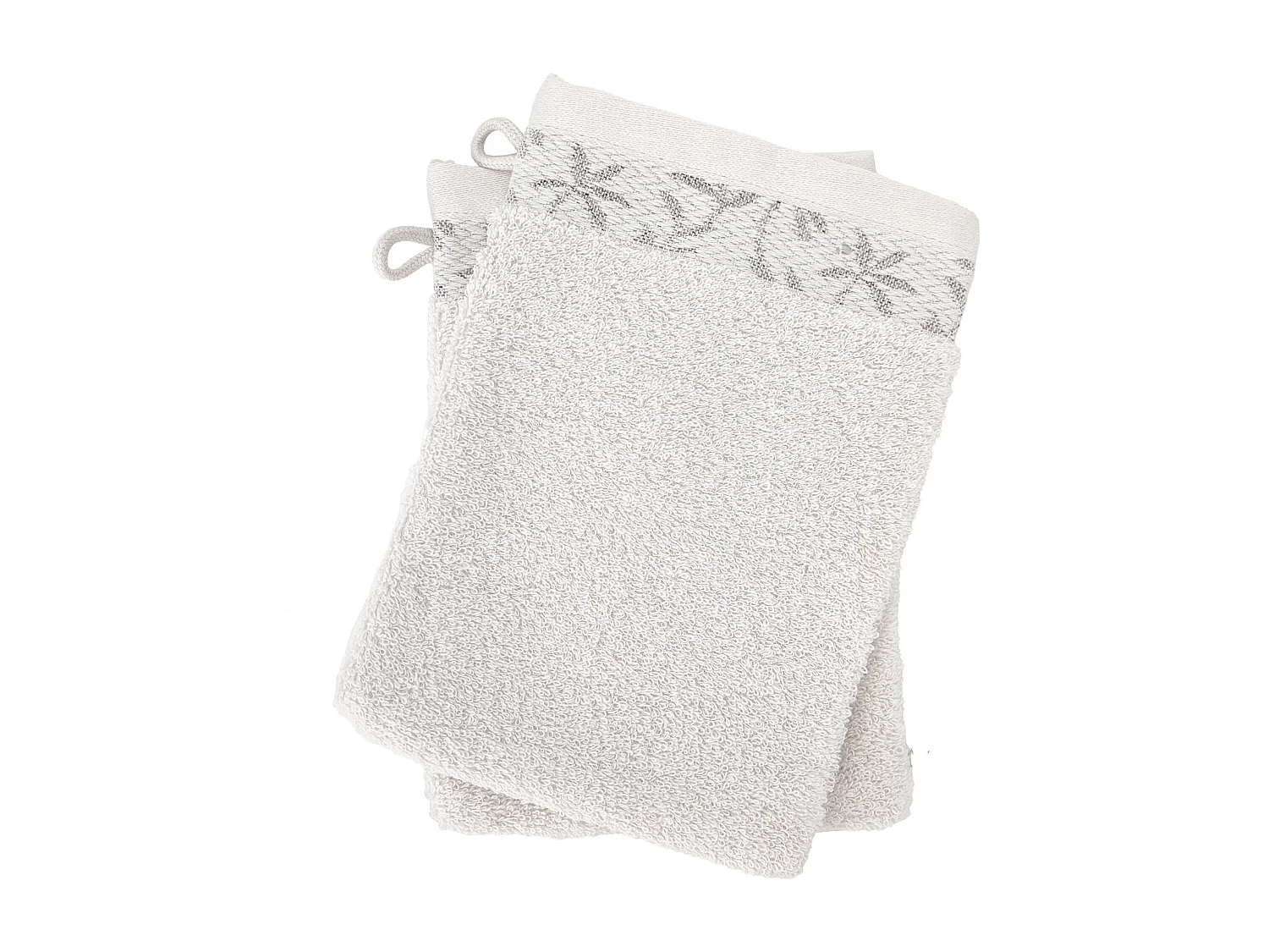 Lot de 2 gants de toilette 16x21 cm DRY VINE coton beige