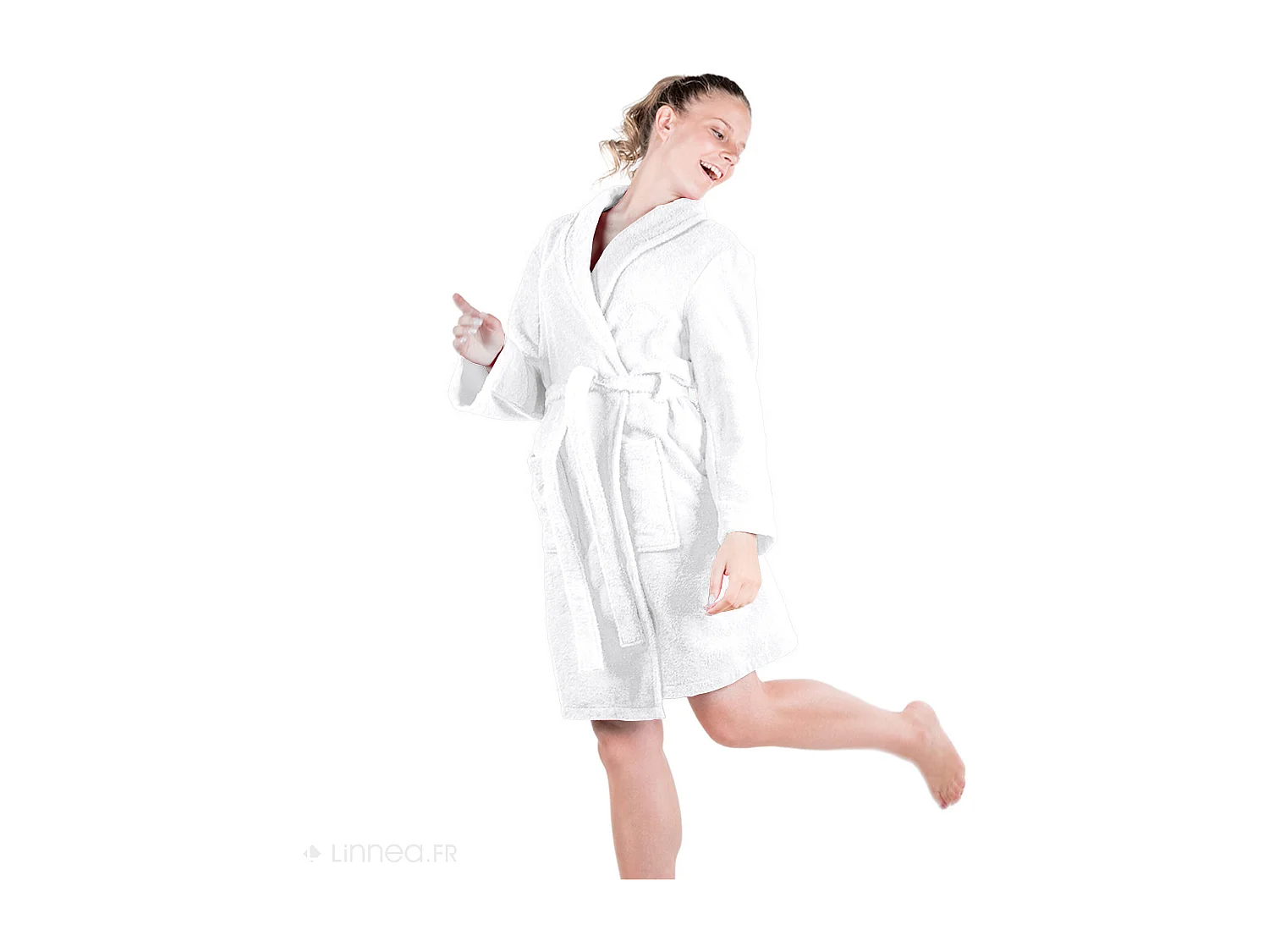 Peignoir col châle adulte ALPHA coton taille L blanc