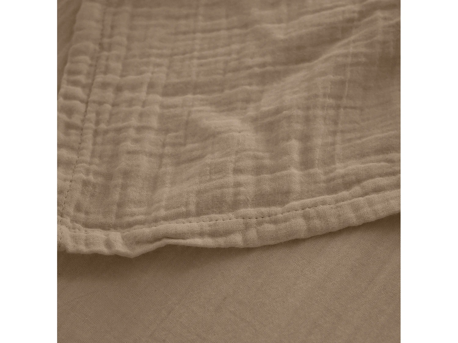 Drap plat 270x300 cm mousseline de coton MILOS marron camel