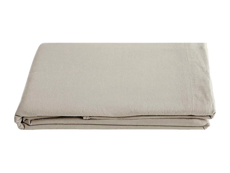 Drap plat 270x290 cm pur coton lavé PALACE beige lin