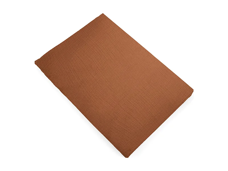Drap plat 270x300 cm mousseline de coton MILOS marron terre cuite