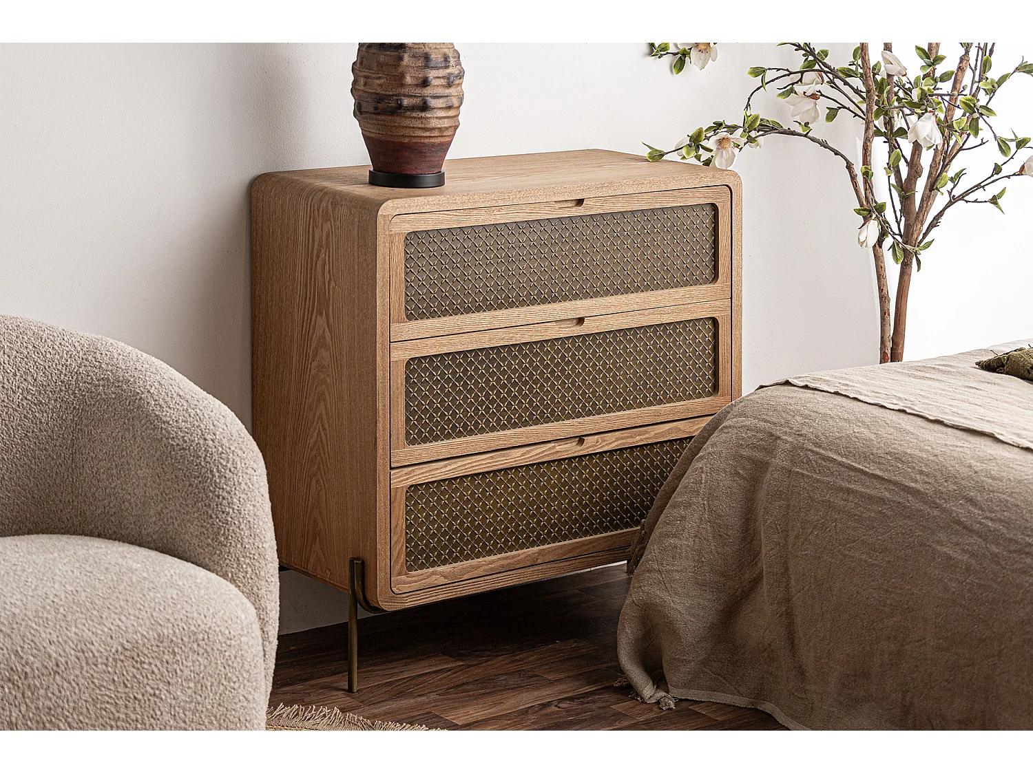 Commode en bois de pin marron 92x42x92 cm