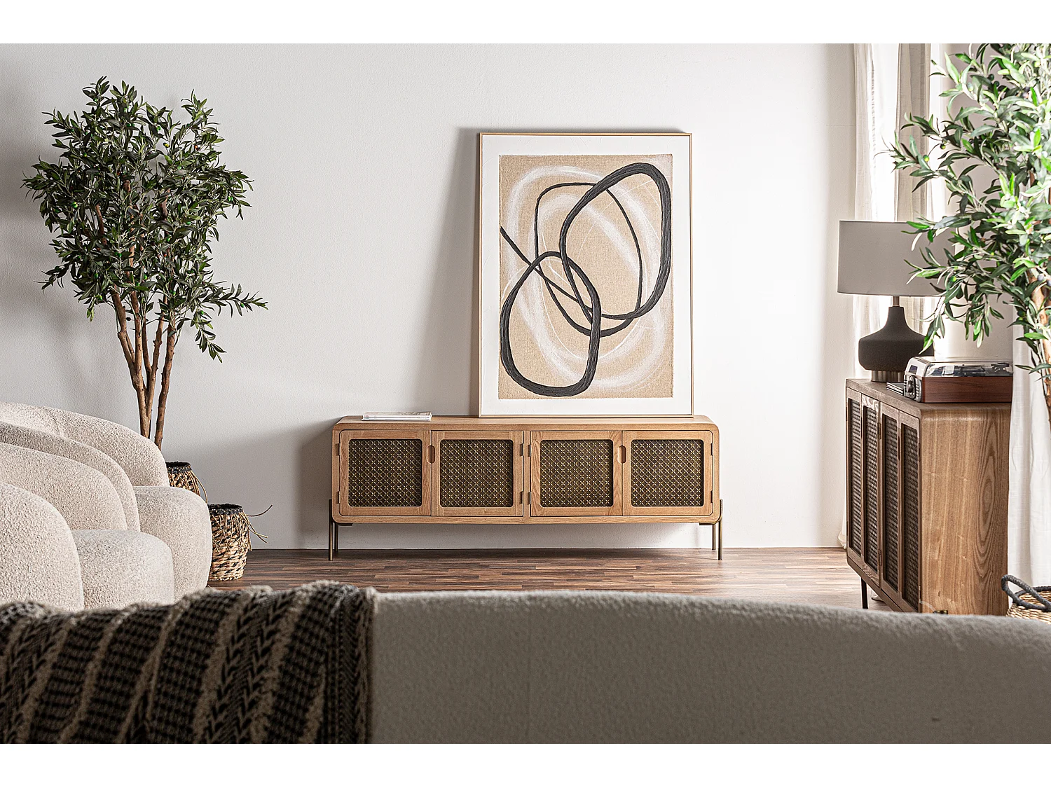 Meuble tv en bois de pin marron 161x40x56 cm