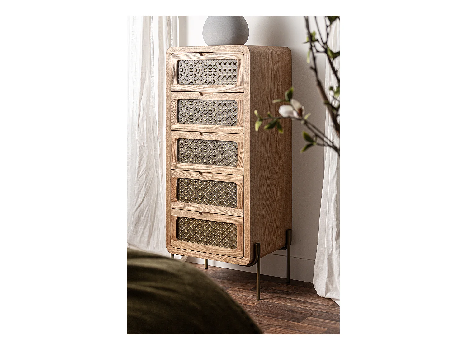 Chiffonier en bois de pin marron 48x40x111 cm