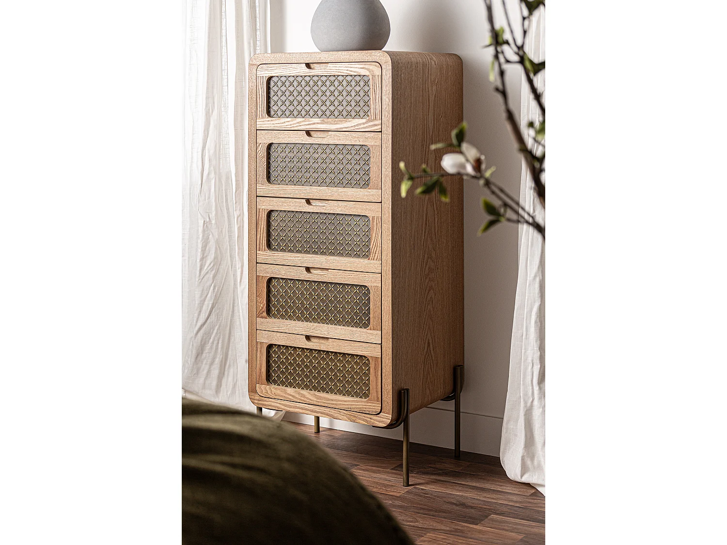 Chiffonier en bois de pin marron 48x40x111 cm