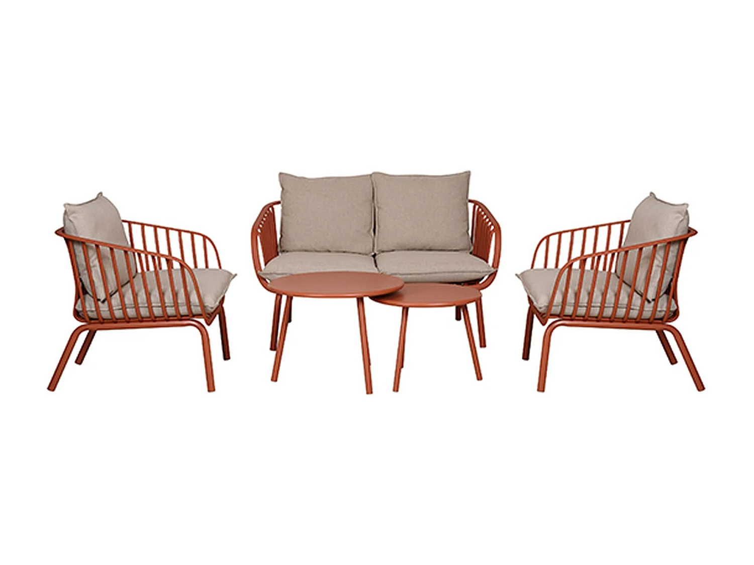 Now's Home - Salon De Jardin En Polypropylène Terracotta 4 Places