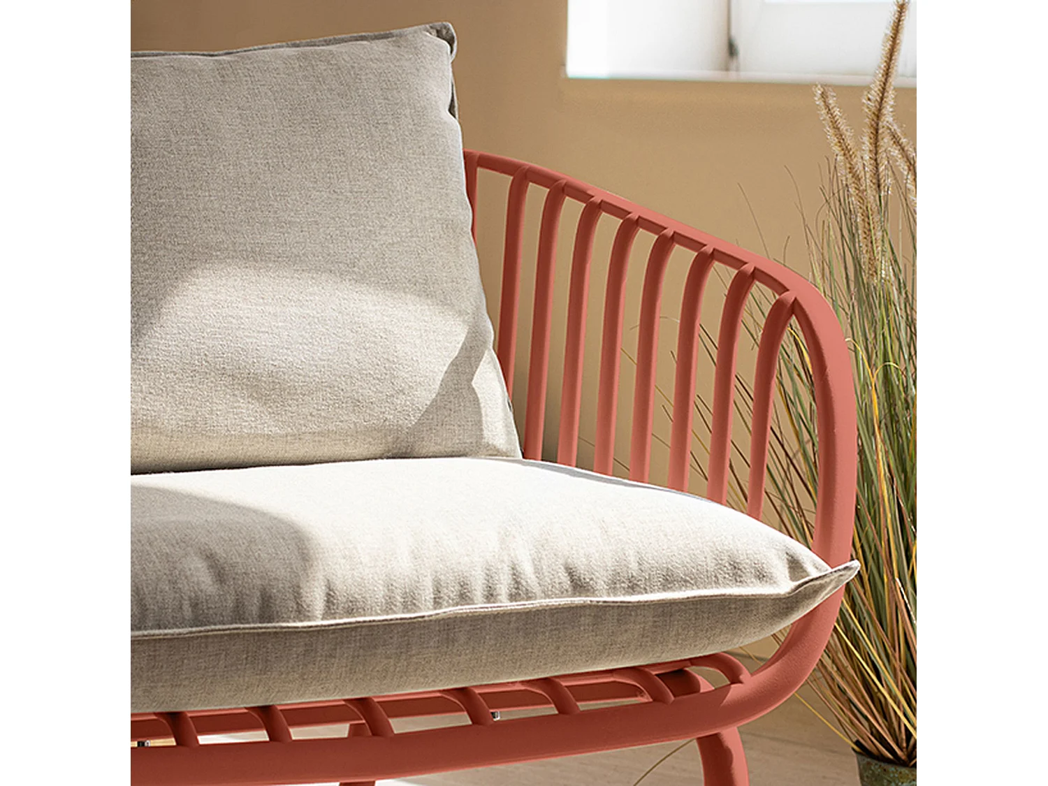 Now's Home - Salon De Jardin En Polypropylène Terracotta 4 Places