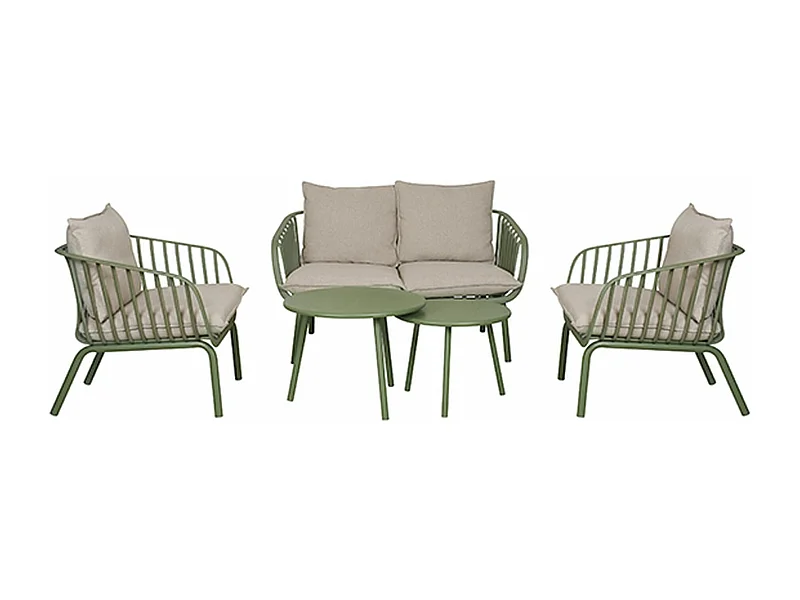 Now's Home - Salon De Jardin En Polypropylene Kaki 4 Places