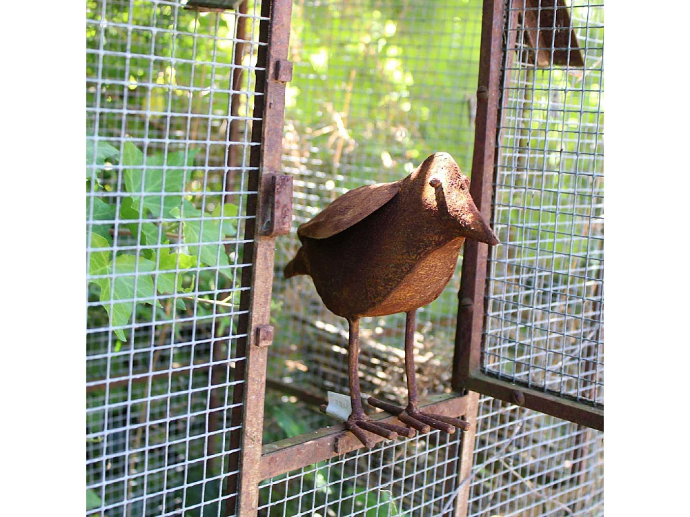 Oiseau décoratif en fer forgé rouillé