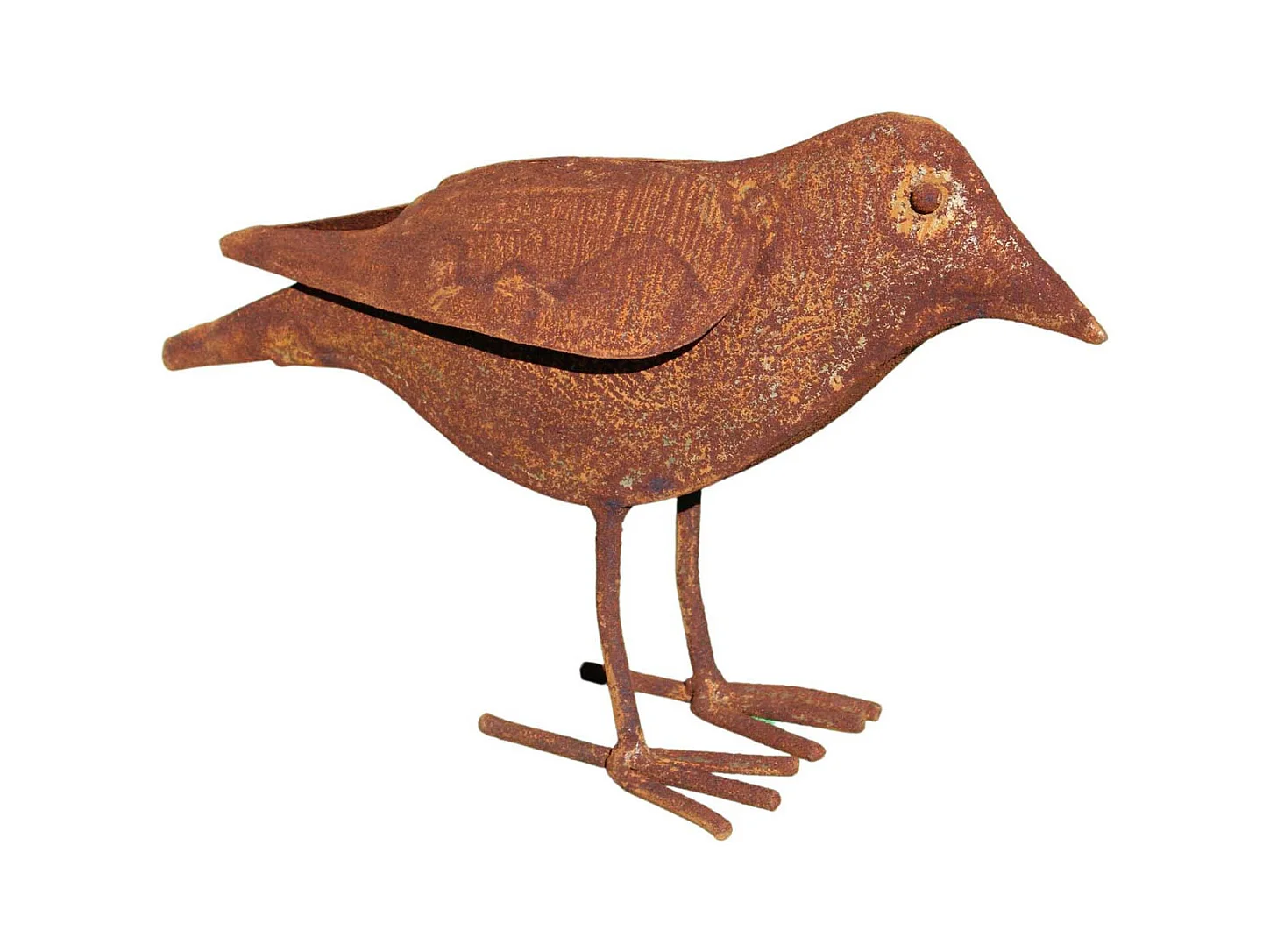 Oiseau décoratif en fer forgé rouillé