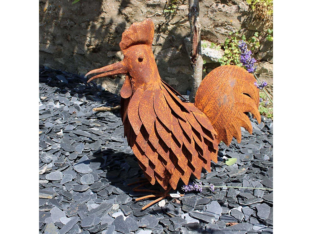 Coq en fer forgé rouillé