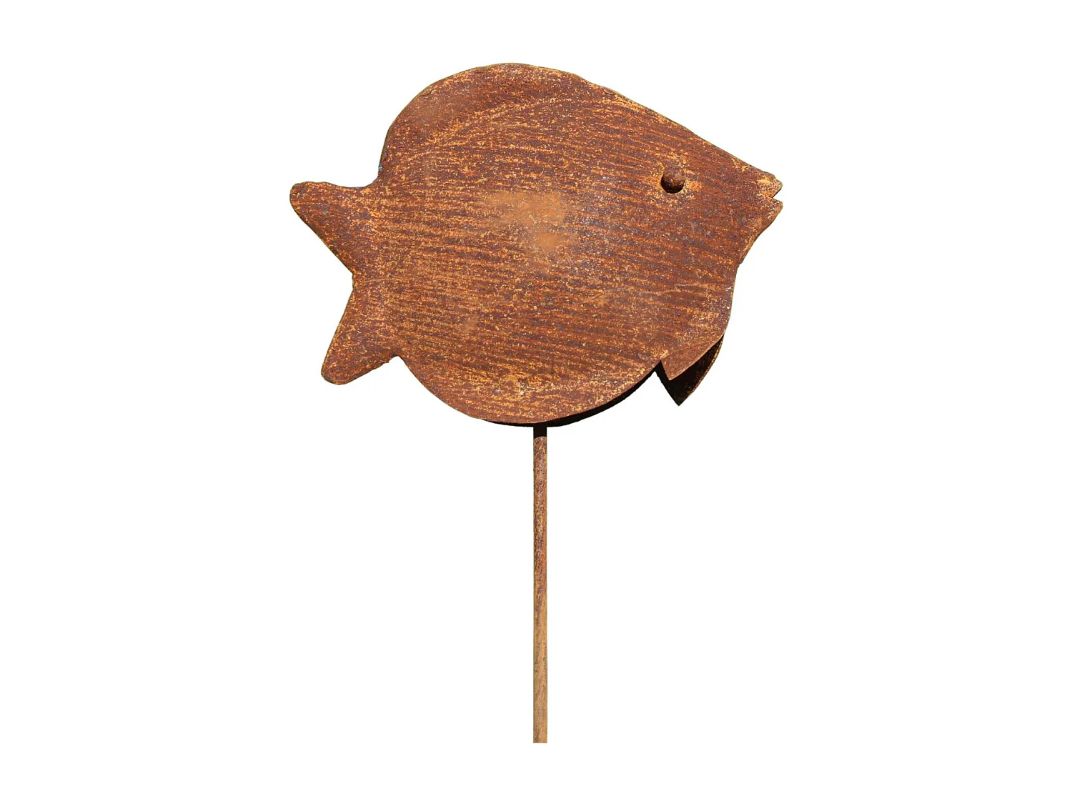Poisson en fer forgé rouillé sur pic Bob