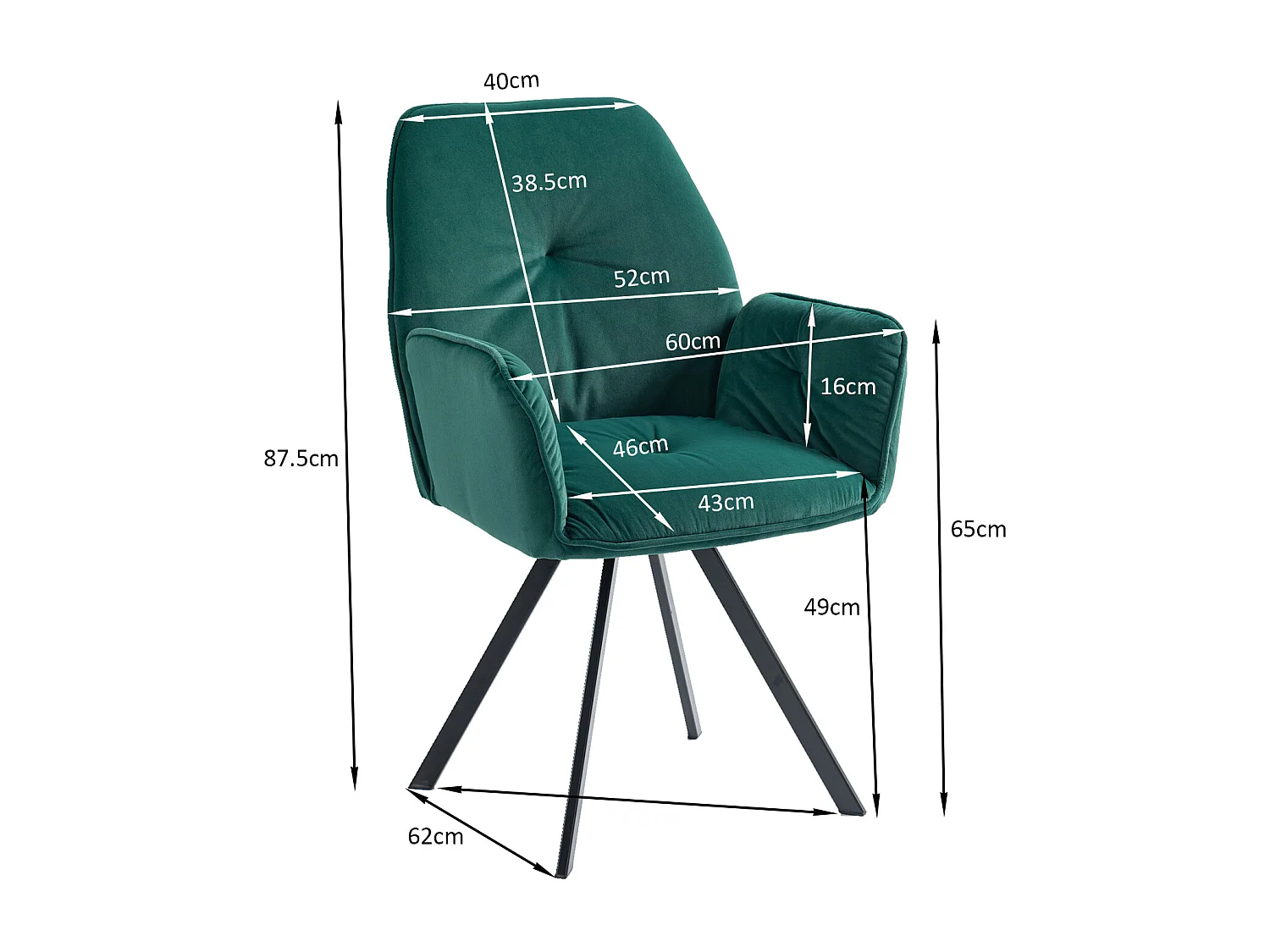 Lot de 4 chaises de salle à manger fauteuil de table style industriel,CALF
