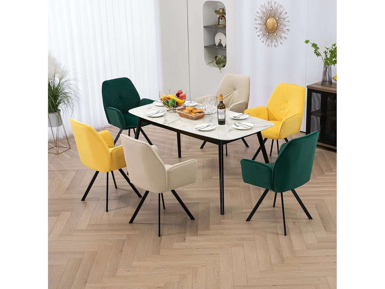 Lot de 6 chaises de salle à manger fauteuil de table style industriel,CALF
