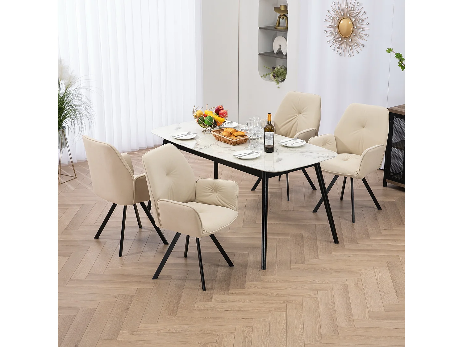 Lot de 4 chaises de salle à manger fauteuil de table style industriel,CALF