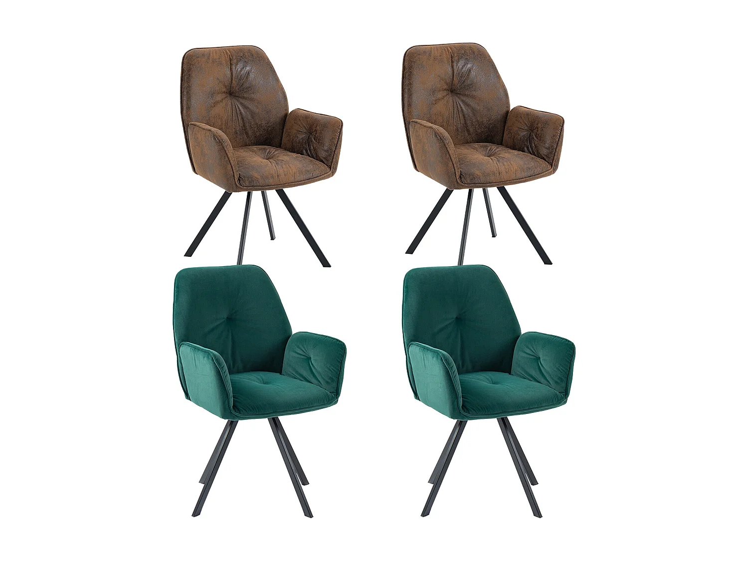 Lot de 4 chaises de salle à manger fauteuil de table style industriel,CALF