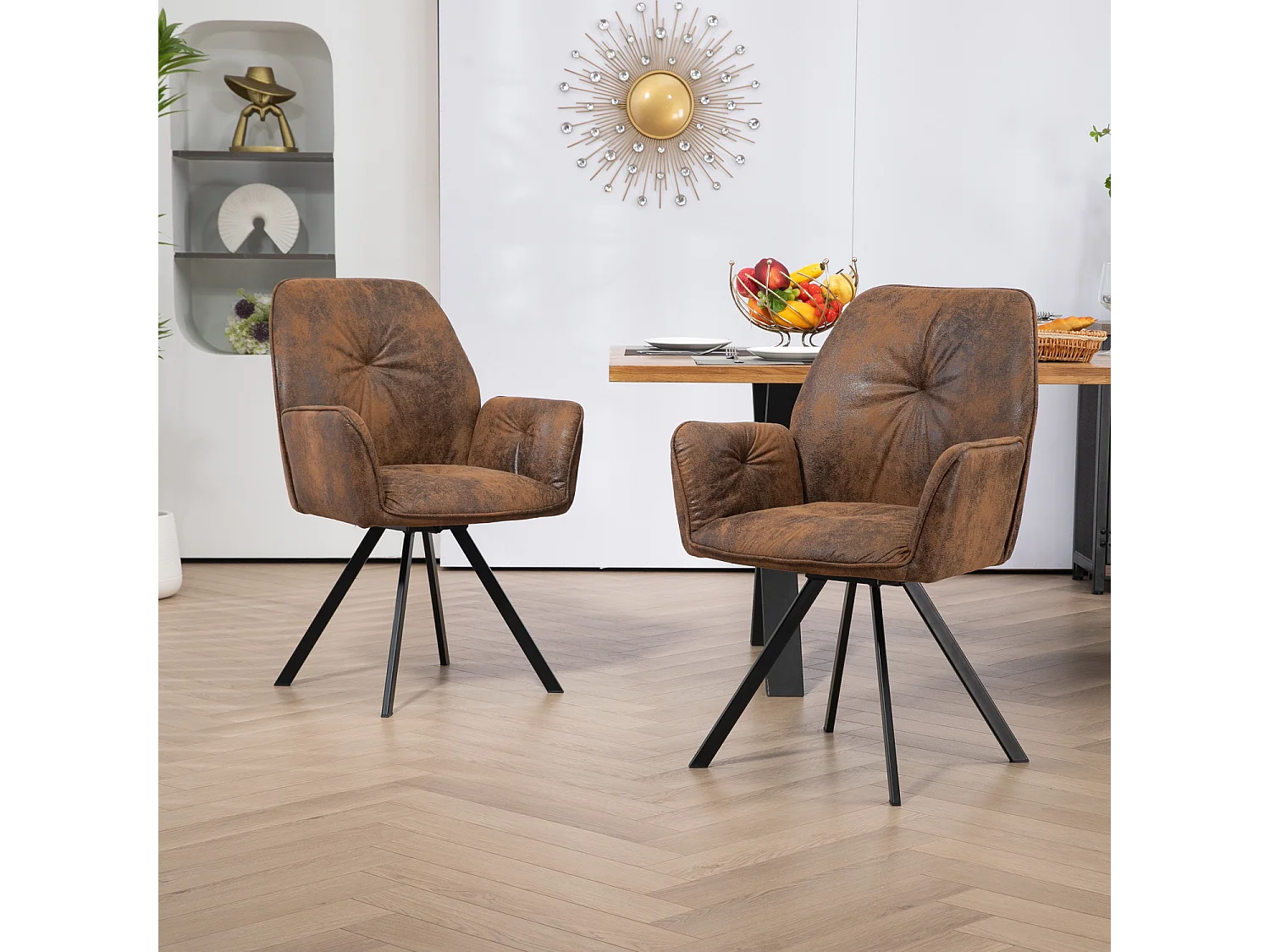Lot de 4 chaises de salle à manger fauteuil de table style industriel,CALF