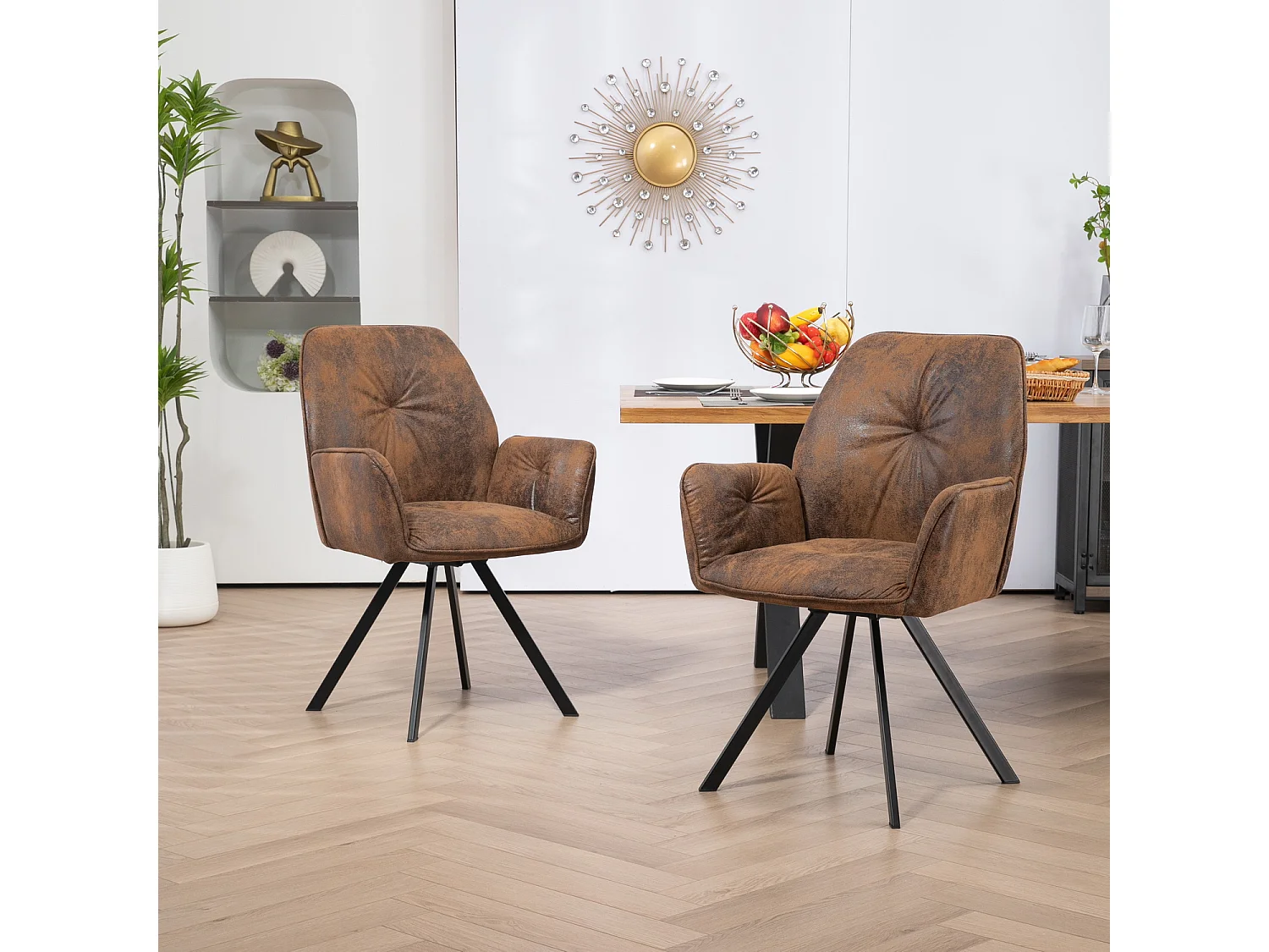 Lot de 4 chaises de salle à manger fauteuil de table style industriel,CALF