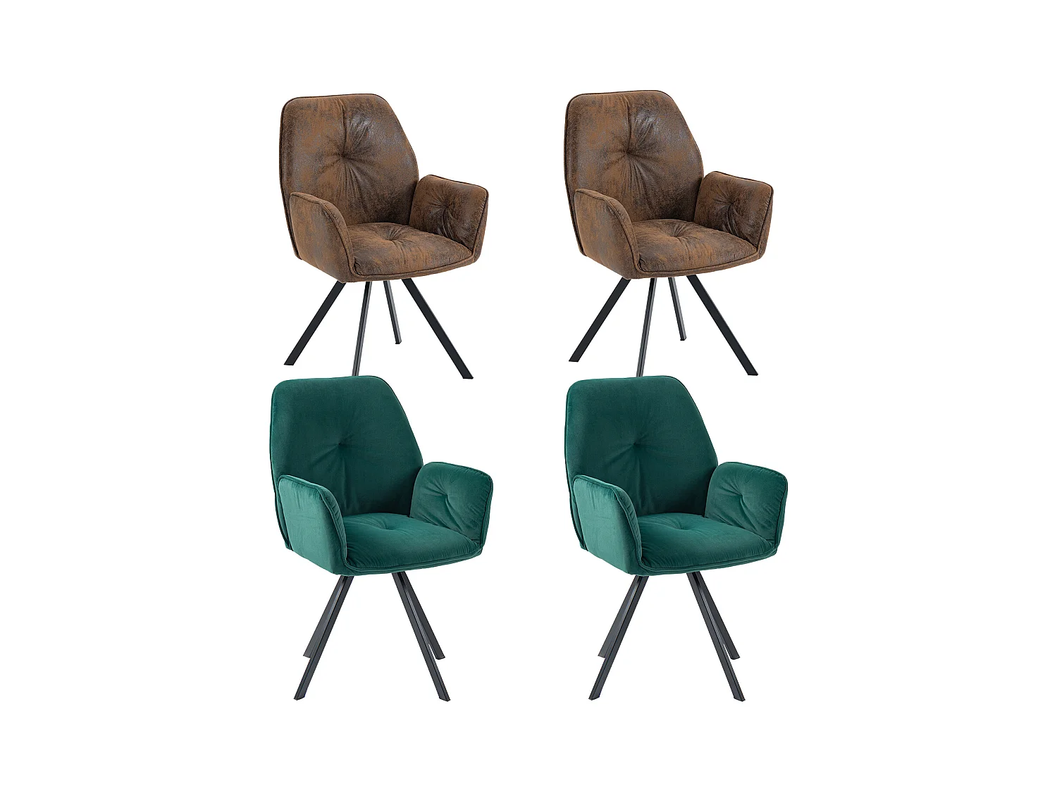 Lot de 4 chaises de salle à manger fauteuil de table style industriel,CALF