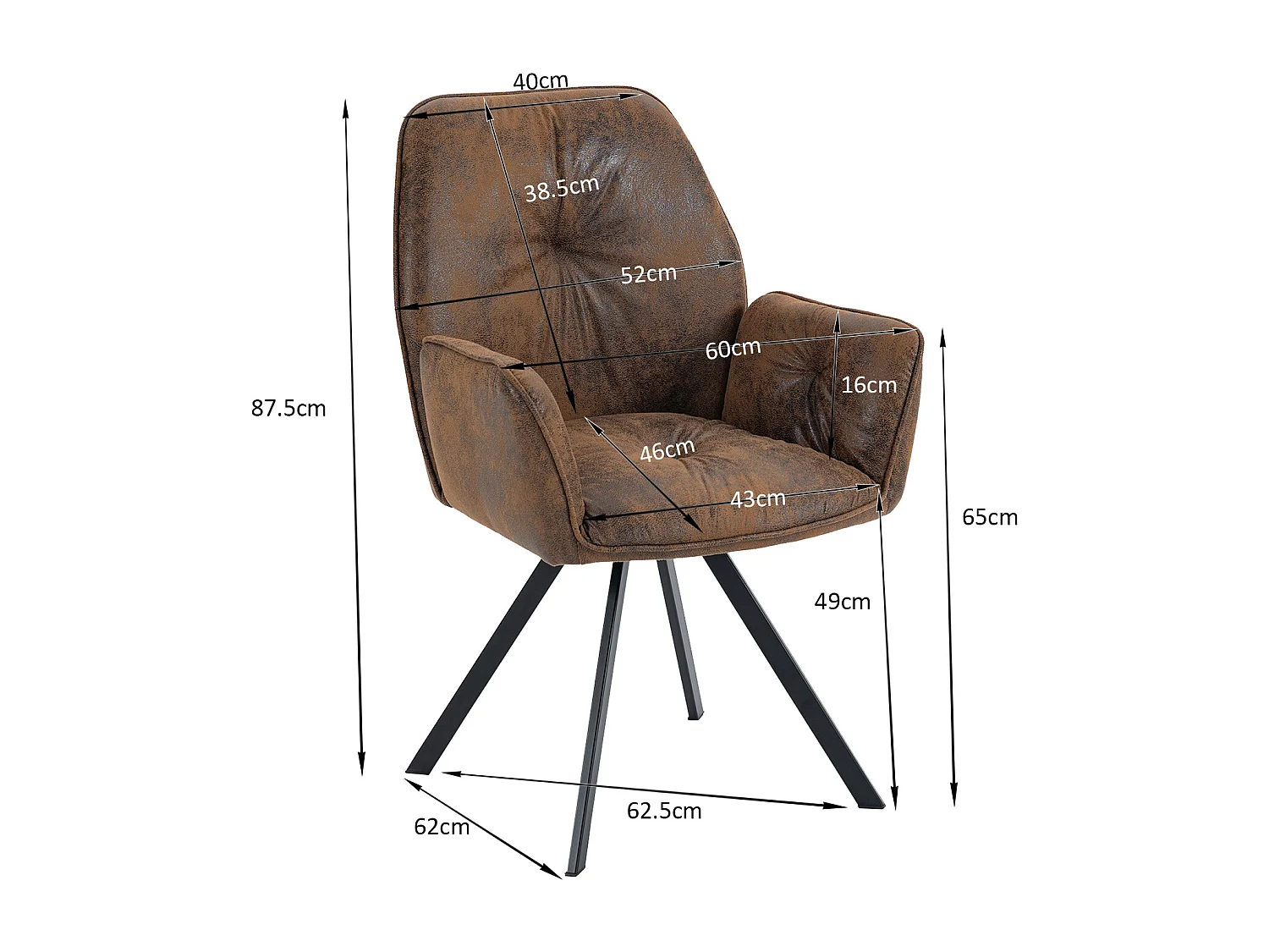 Lot de 4 chaises de salle à manger fauteuil de table style industriel,CALF