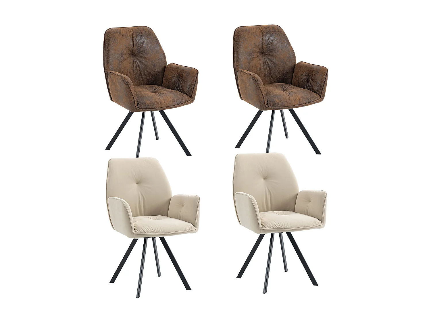 Lot de 4 chaises de salle à manger fauteuil de table style industriel,CALF