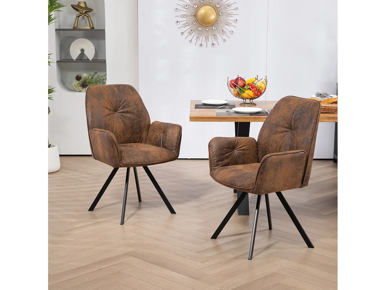 Lot de 4 chaises de salle à manger fauteuil de table style industriel,CALF