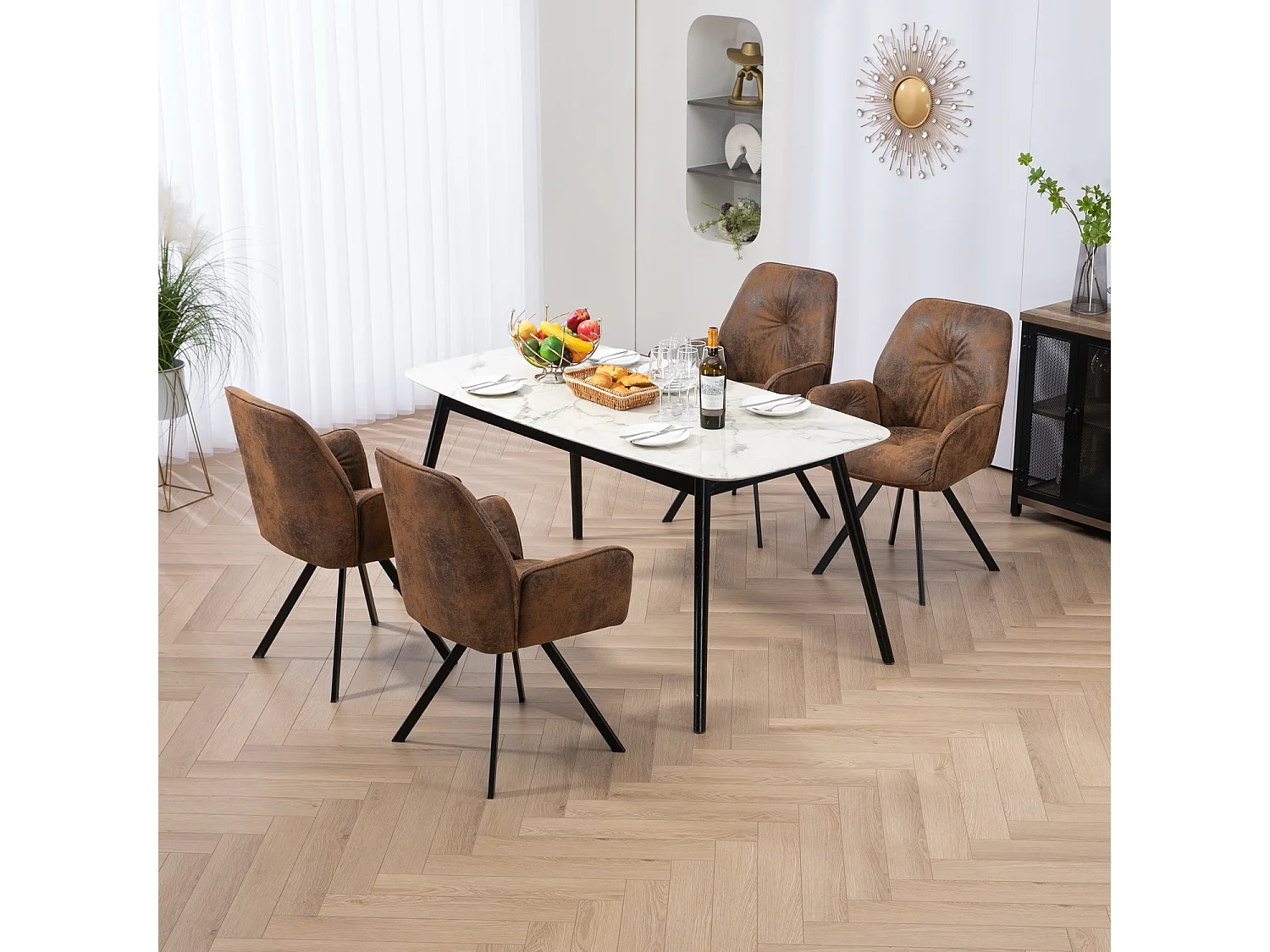 Lot de 4 chaises de salle à manger fauteuil de table style industriel,CALF