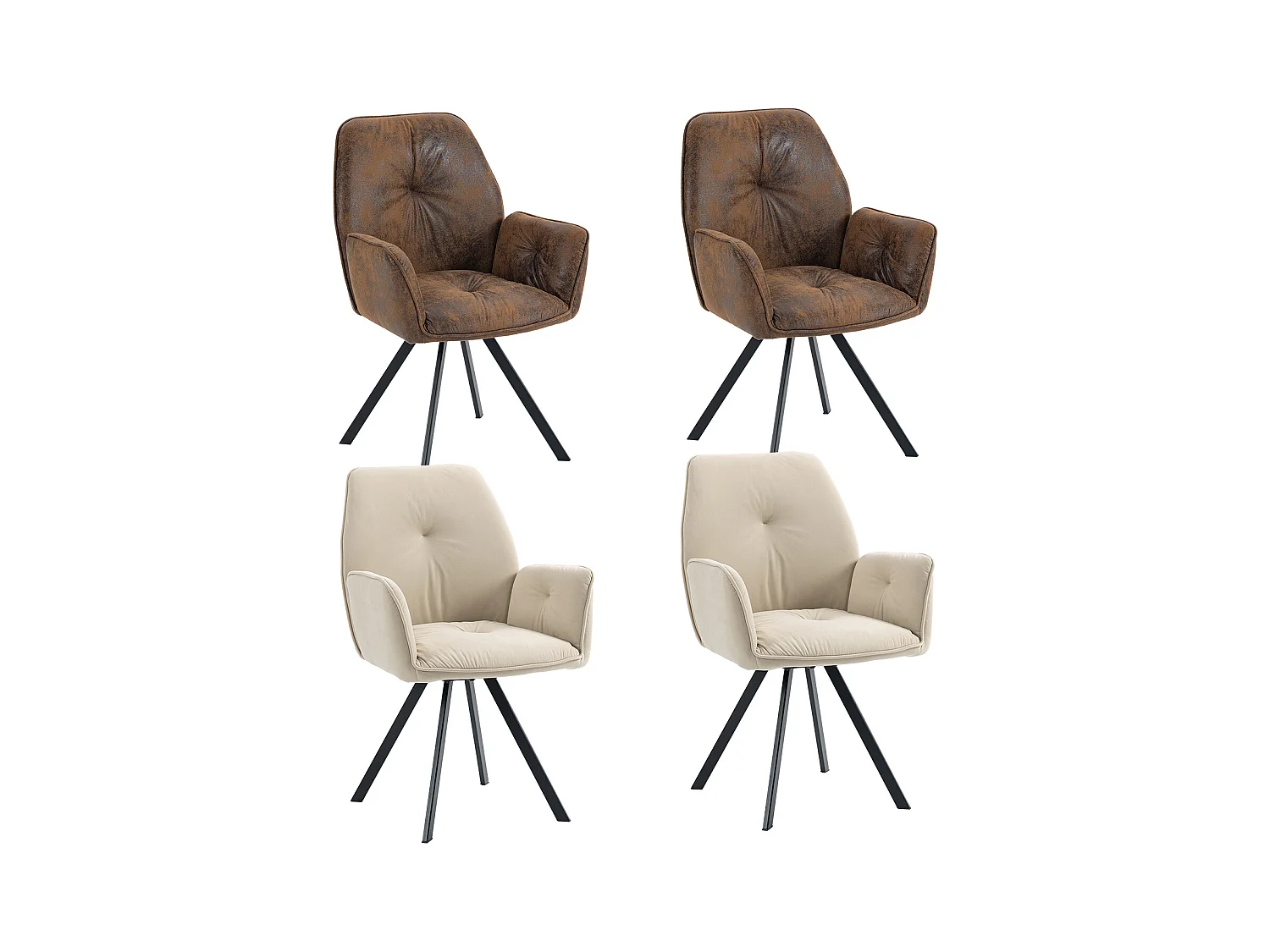 Lot de 4 chaises de salle à manger fauteuil de table style industriel,CALF