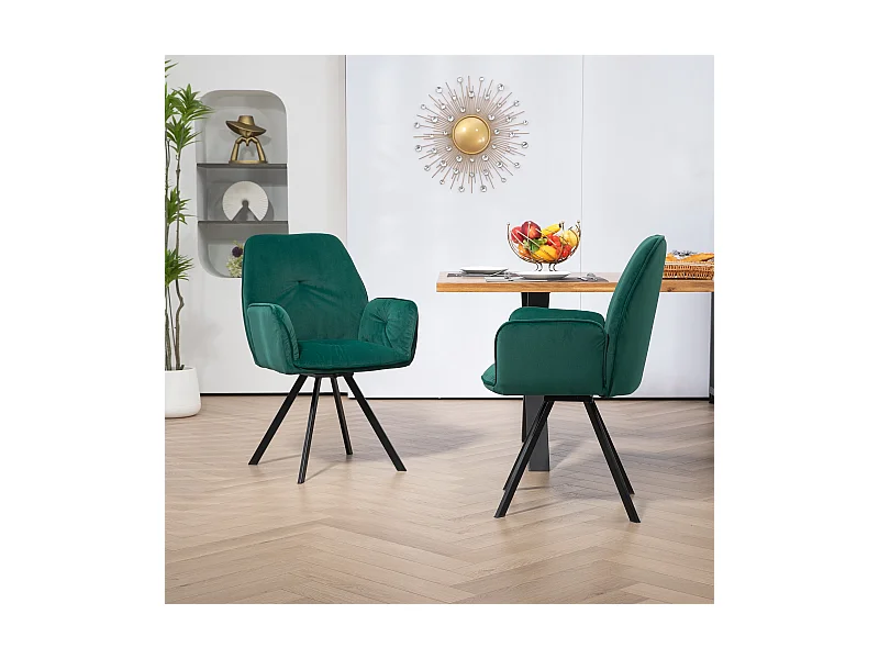 Lot de 2 chaises de salle à manger fauteuil de table style industriel,CALF