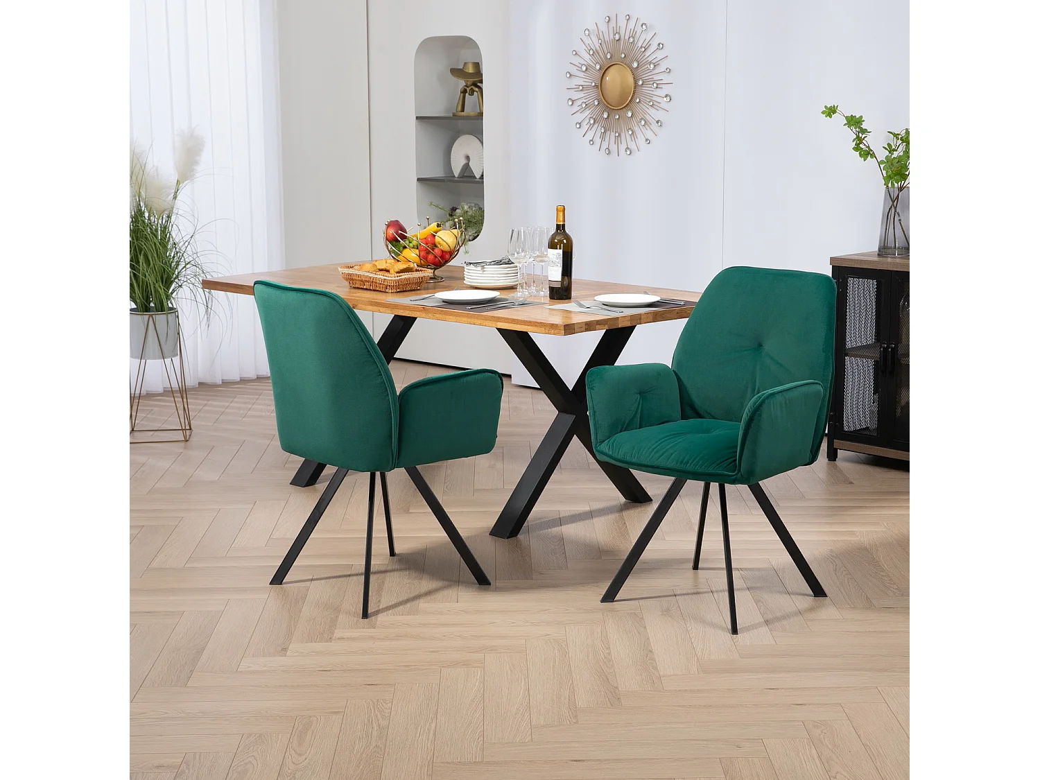 Lot de 2 chaises de salle à manger fauteuil de table style industriel,CALF