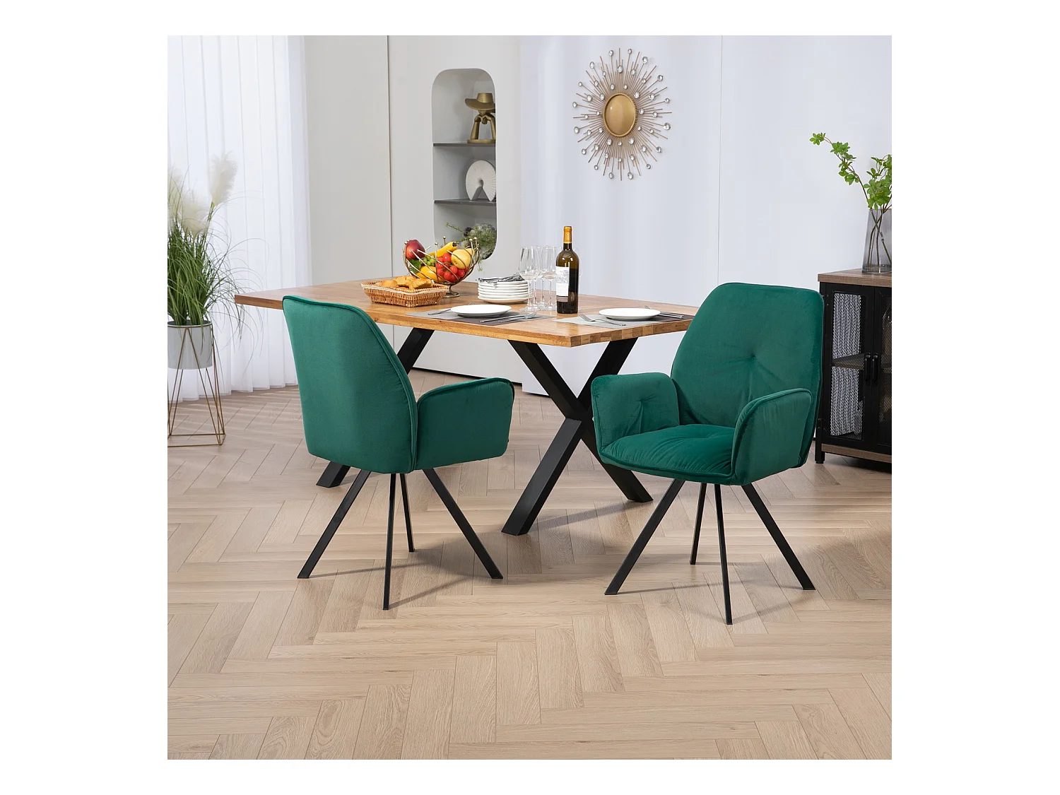 Lot de 2 chaises de salle à manger fauteuil de table style industriel,CALF