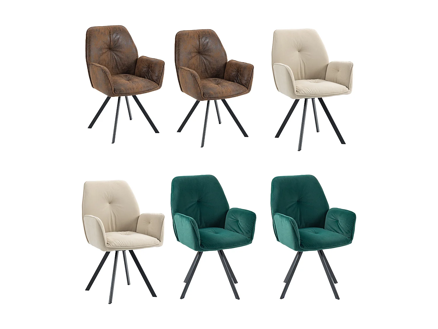 Lot de 6 chaises de salle à manger fauteuil de table style industriel,CALF