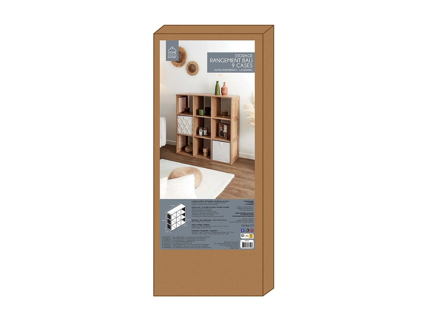 Rangement Modulable 9 Cases Bali Marron