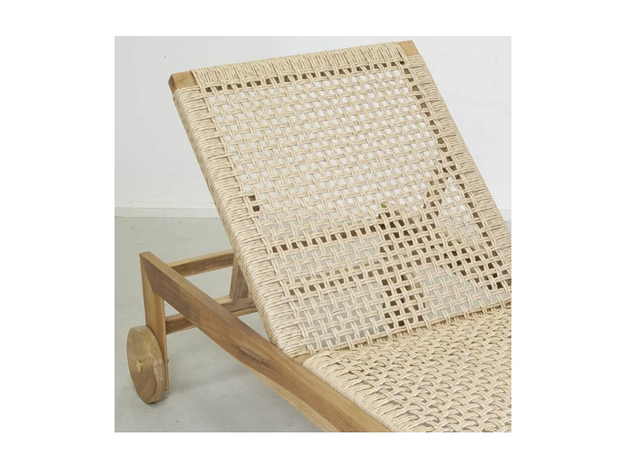 Chaise bain de soleil en teck et cannage synthétique BAIA Droit