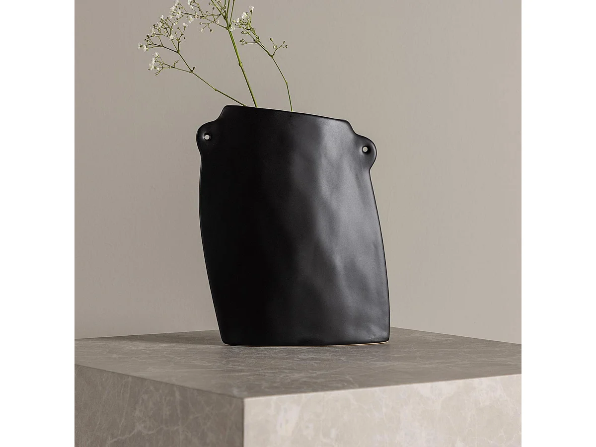 Vase Design en Céramique "Hie" 21cm Noir
