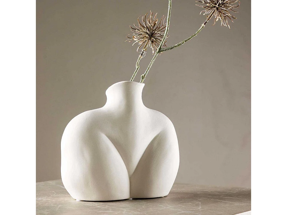 Vase Corps Féminin en Céramique "Harvey" 17cm Blanc Cassé