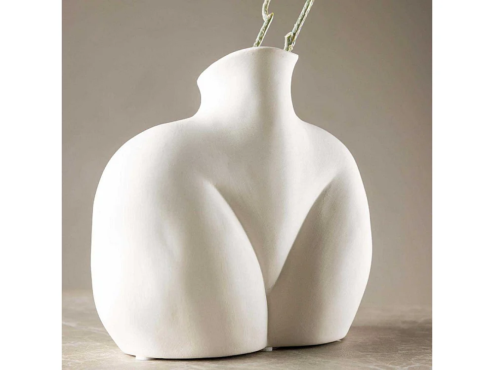 Vase Corps Féminin en Céramique "Harvey" 17cm Blanc Cassé