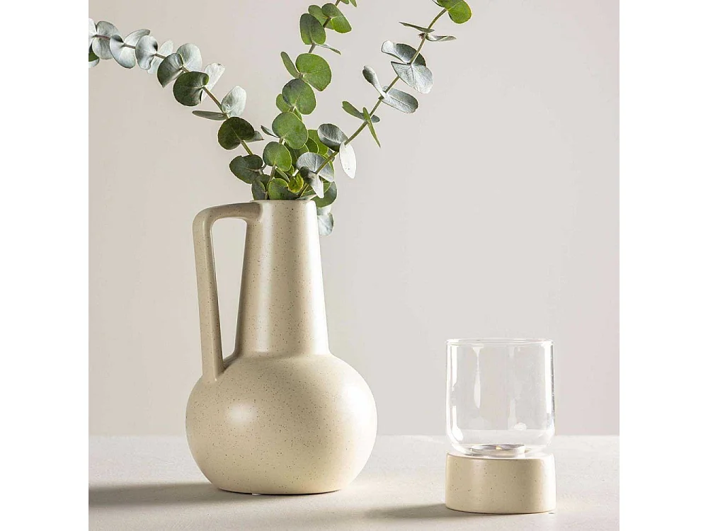 Vase Design en Céramique "Lane" 22cm Beige & Noir
