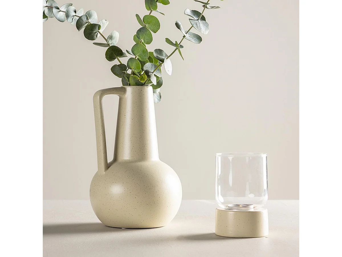 Vase Design en Céramique "Lane" 22cm Beige & Noir