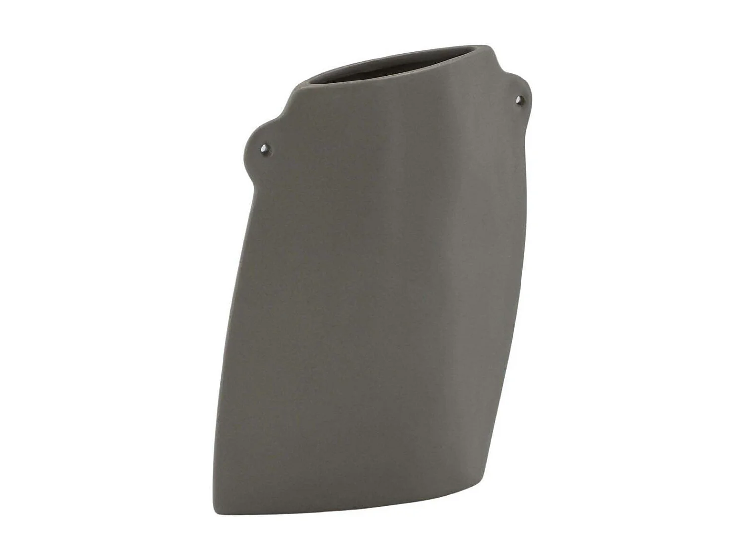 Hie vaas donkergrijs.