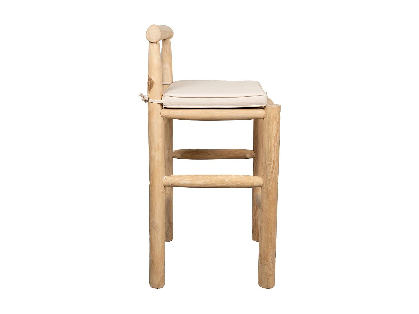 Tabouret haut en branches de teck naturel
